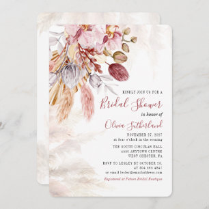 Pampas Grass Botanical Terracotta Bridal Shower Invitation