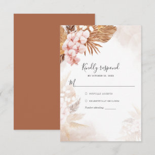 Pampas Grass Botanical Terracotta Wedding RSVP Card