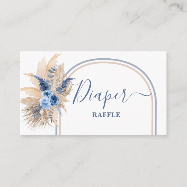 Pampas Grass Boy Diaper Raffle Card (Front)
