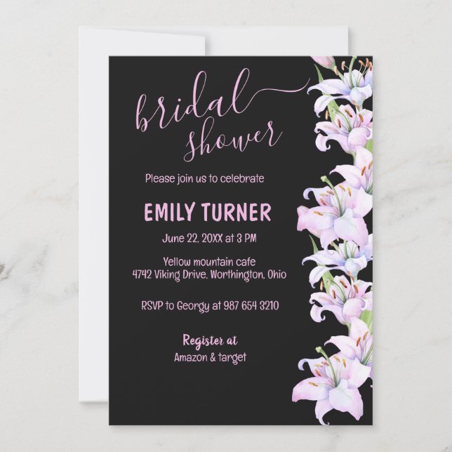 Pampas grass  bridal shower invitation (Front)
