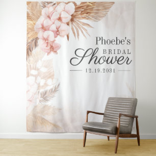 Pampas Grass Bridal Shower Photo Booth Backdrop Tapestry