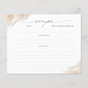 Pampas Grass Bridal Shower Recipe Card