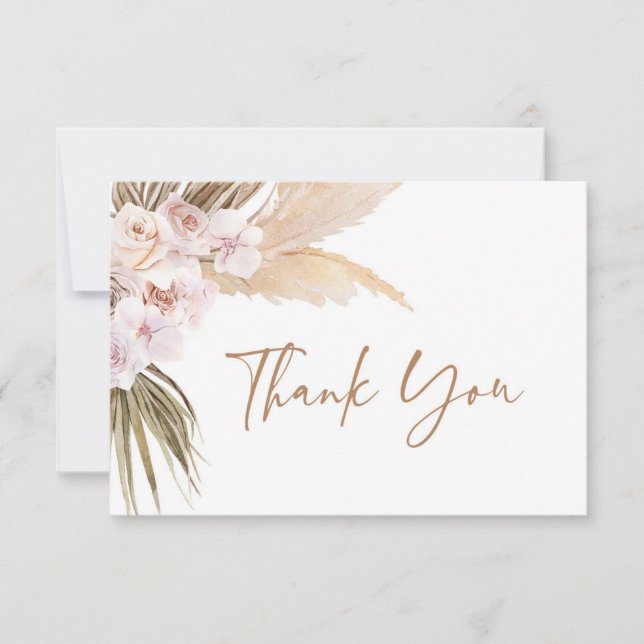 Pampas Grass bridal shower thank you card (Front)