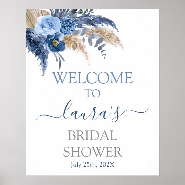 Pampas Grass Bridal Shower Welcome sign (Front)