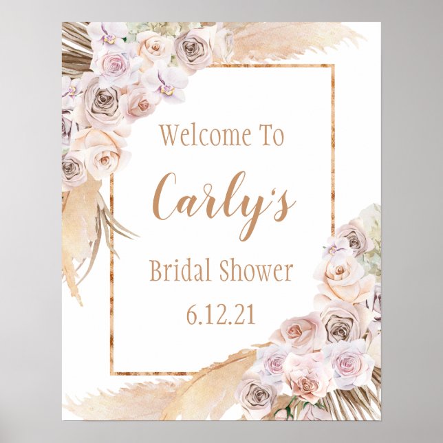 Pampas Grass Bridal shower Welcome sign (Front)