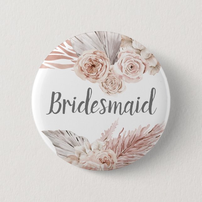 pampas grass bridesmaid button (Front)