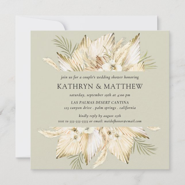 Pampas Grass Desert Boho Couple's Wedding Shower Invitation (Front)