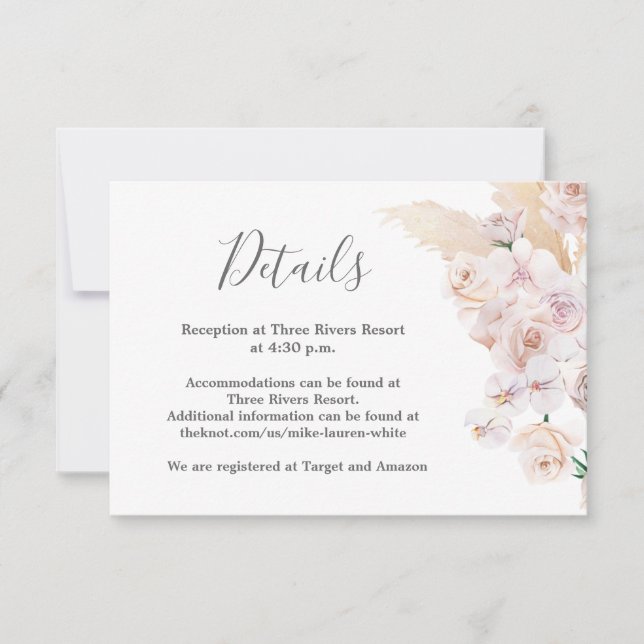Pampas Grass details wedding card (Front)