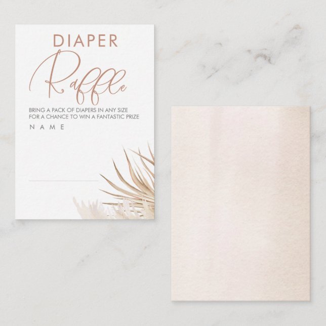 Pampas Grass Diaper Raffle Ticket  Enclosure Card (Front/Back)