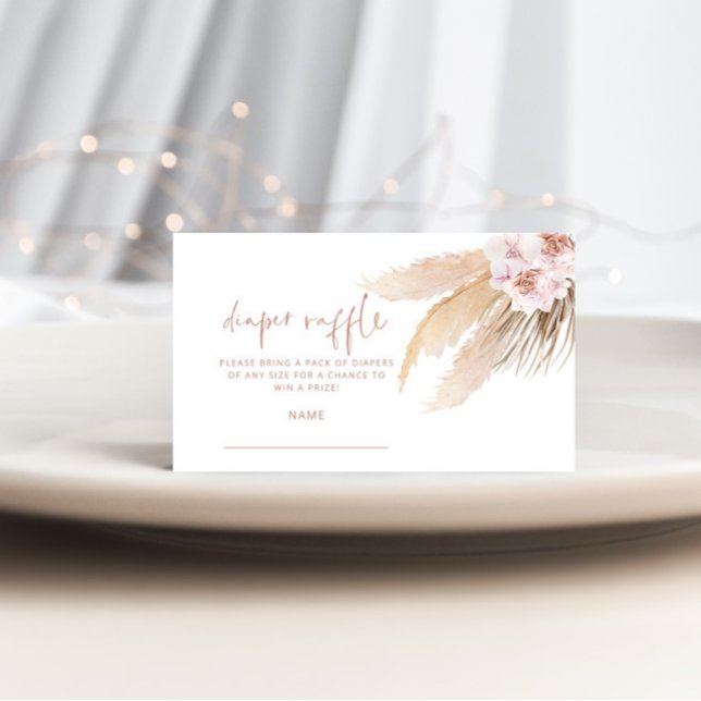 Pampas grass diaper raffle ticket enclosure card (Creator Uploaded)