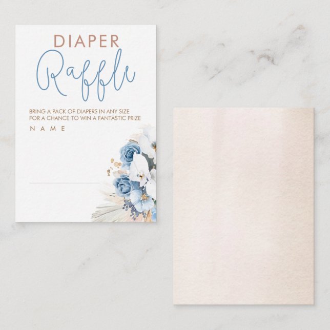 Pampas Grass Diaper Raffle Ticket  Enclosure Card (Front/Back)