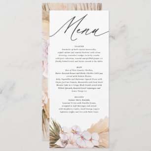 Pampas grass dried botanical bohemian script menu