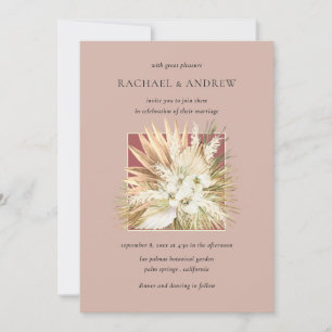 Pampas Grass Dried Flowers Bouquet Mauve Wedding Invitation