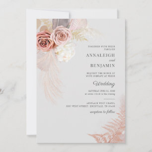 Pampas Grass Dried Palms Watercolor Wedding Invitation