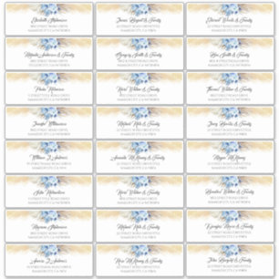 Pampas Grass Dusty Blue Guest Names Address Labels