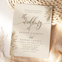 Pampas Grass Earthy Exotic Calligraphy Wedding