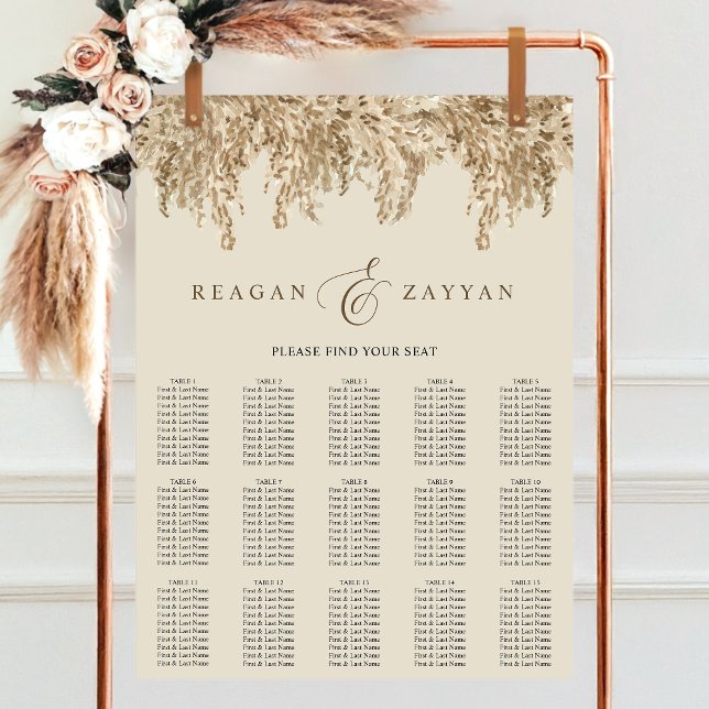 Pampas Grass Earthy Exotic Wedding Seating Chart (Creator Uploaded)