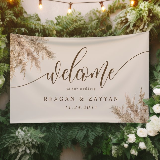 Pampas Grass Earthy Exotic Wedding Welcome Banner (Creator Uploaded)