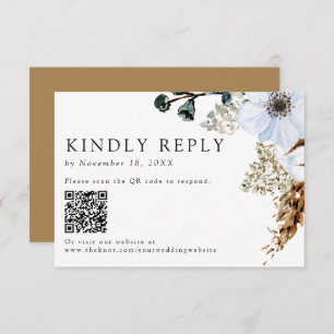 Pampas Grass Elegant Boho Wedding QR Code RSVP Card