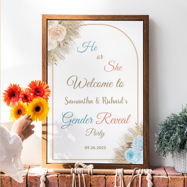 Pampas Grass Elegant Gender Reveal Welcome Sign (Creator Uploaded)