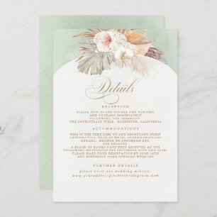 Pampas Grass Elegant Soft Pastel Wedding Details Enclosure Card