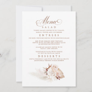 Pampas Grass Elegant Soft Wedding Menu Invitation