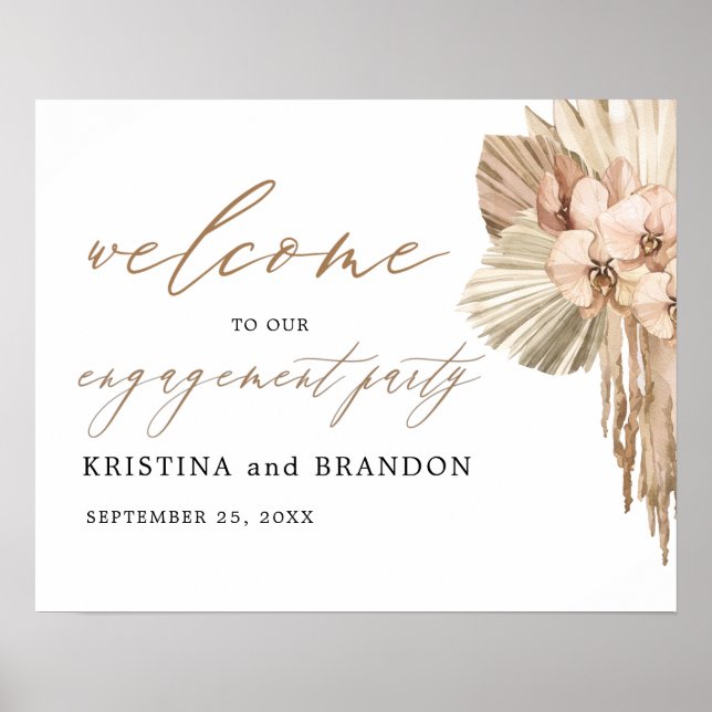 Pampas Grass Engagement Party Welcome Sign (Front)