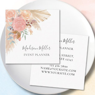 Pampas Grass Eucalyptus Event Planner Square Business Card
