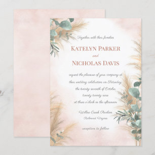 Pampas Grass Eucalyptus Greenery Boho Wedding Invi Invitation