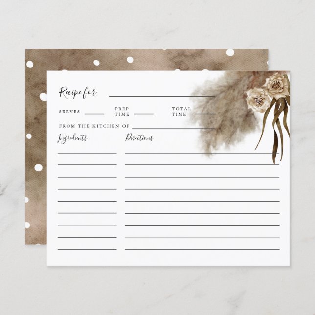 Pampas Grass Fall Bridal Shower Recipe Card (Front/Back)