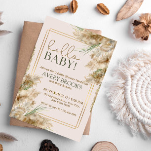 Pampas Grass Fall Simple Baby Shower Invitation