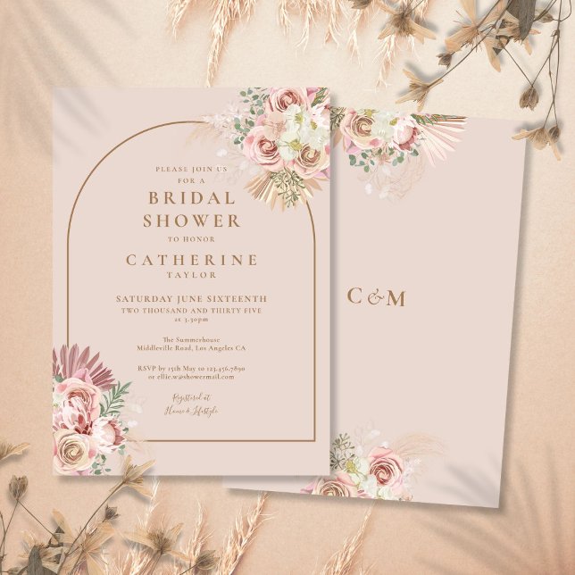 Pampas Grass Floral Arch Bridal Shower Invitation (Pampas Grass Floral Arch Bridal Shower Invitation)