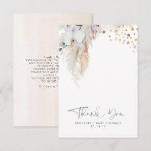 Pampas Grass Floral Baby Shower Small Thank You Card