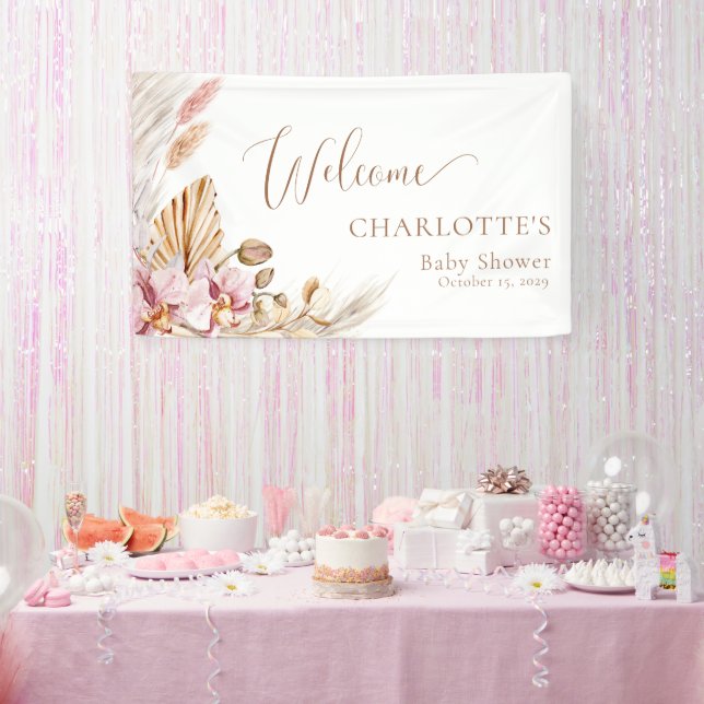 Pampas Grass Floral | Baby Shower Welcome Banner (Party)
