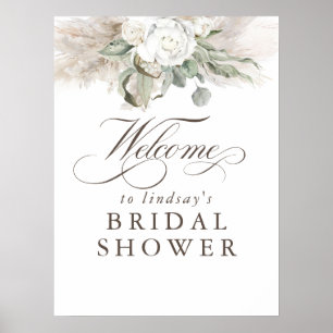 Pampas Grass Floral Boho Bridal Shower Welcome Poster