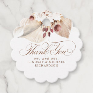 Pampas Grass Floral Boho Exotic Thank You Favour Tags