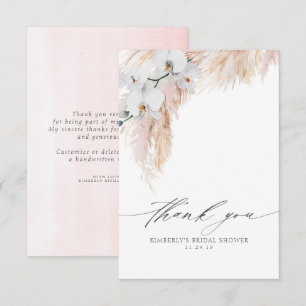 Pampas Grass Floral Bridal Shower Small Thank You Card