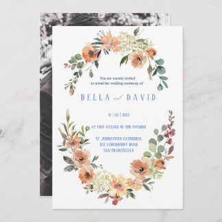 Pampas Grass Floral Burgundy Terracotta Wedding Invitation