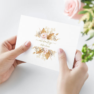 Pampas Grass Floral Gracias Con Oración Bautizo Thank You Card