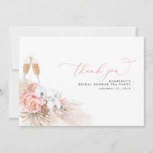 Pampas Grass Floral Pink Bridal Shower Thank You