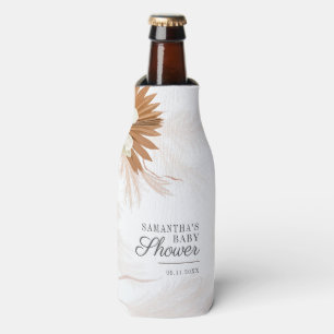 Pampas Grass Floral Script Boho Baby Shower Bottle Cooler