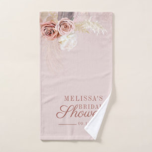 Pampas Grass Floral Script Bridal Shower Hand Towel