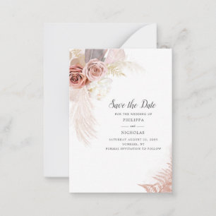 Pampas Grass Floral Script Wedding Save The Date Card