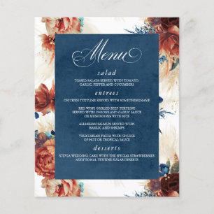 Pampas Grass Floral Terracotta Navy Blue Menu