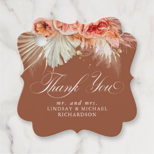 Pampas Grass Floral Terracotta Rust Thank You Favour Tags