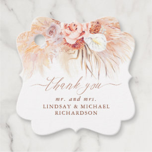 Pampas Grass Floral Terracotta Wedding Thank You Favour Tags