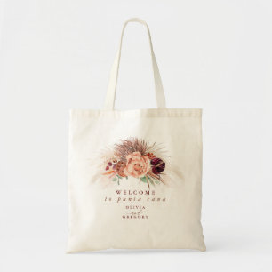 Pampas Grass Floral Terracotta Wedding Tote Bag