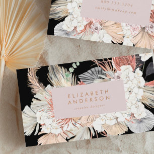 Pampas Grass Floral Tropical Dark Jungle Business Card