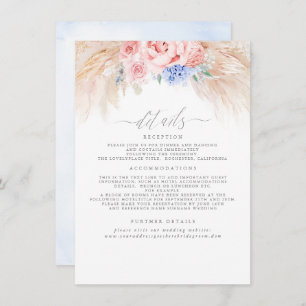 Pampas Grass Floral Wedding Details Enclosure Card