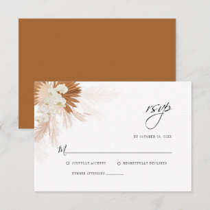 Pampas Grass Floral Wedding RSVP Card